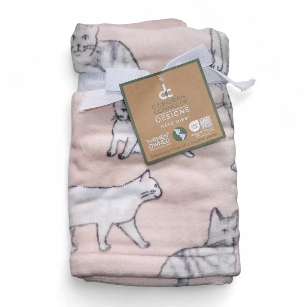 Deborah Connolly 6 PC Bath Towel Set Soft Pink Kitty Cats Kittens Tabby Cat NWT